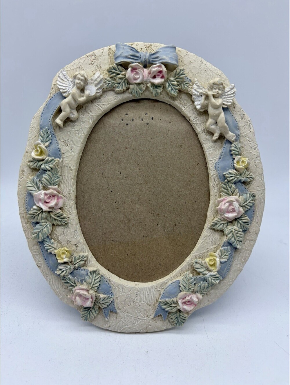 Vintage Cottage Core Cherub Angel and Roses 3D Resin Photo Frame Grandmacore